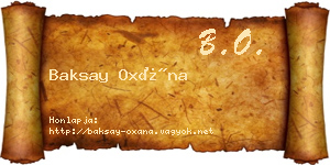 Baksay Oxána névjegykártya